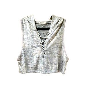 NWOT Essue Silver Criss Cross Cropped Top